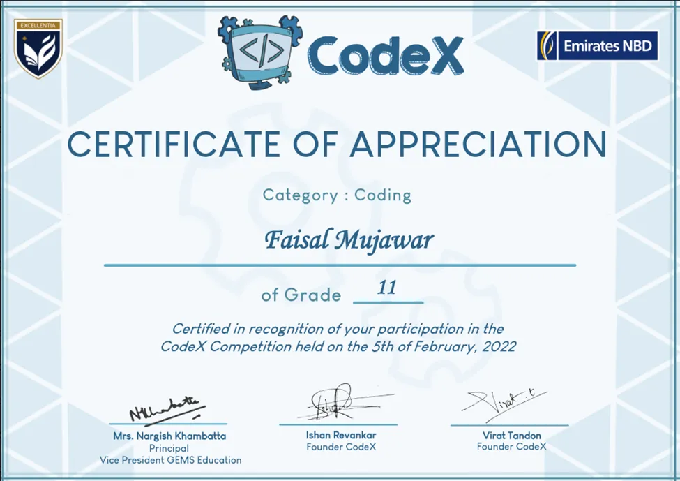 Certificate of Appreciation - Code Jam